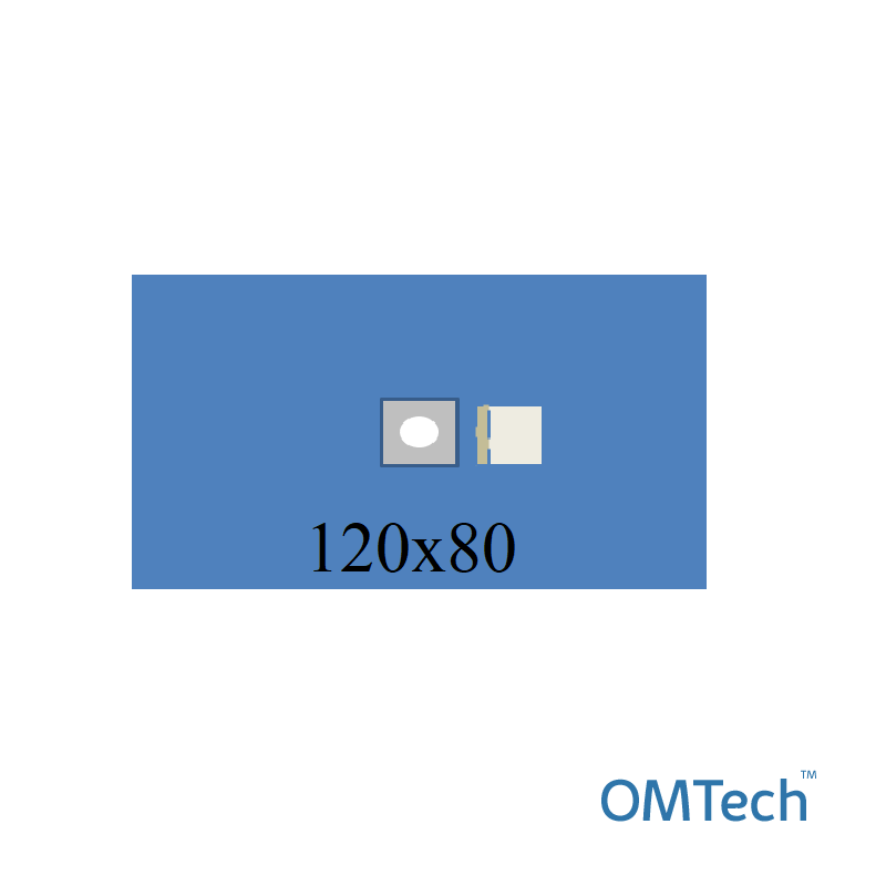 Покриття операційне OMTech™ офтальмологічне 120х80см з адгезивним операційним отвором діаметром 7см та мішком приймальним (ламінований спанлейс - 68 г/м2)